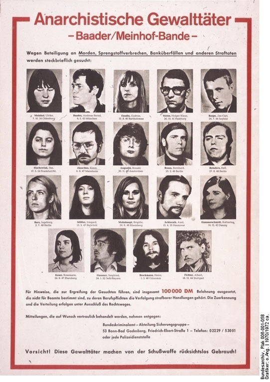 Wanted Poster: "Baader/Meinhof Gang" (c. 1970-72)